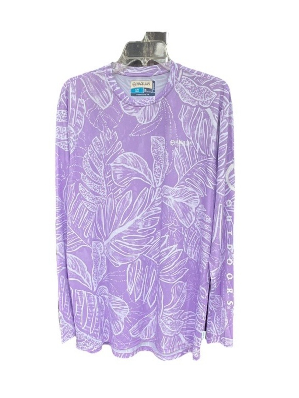 Magellan Outdoors Lavender and White Fish Gear Sun Shirt
